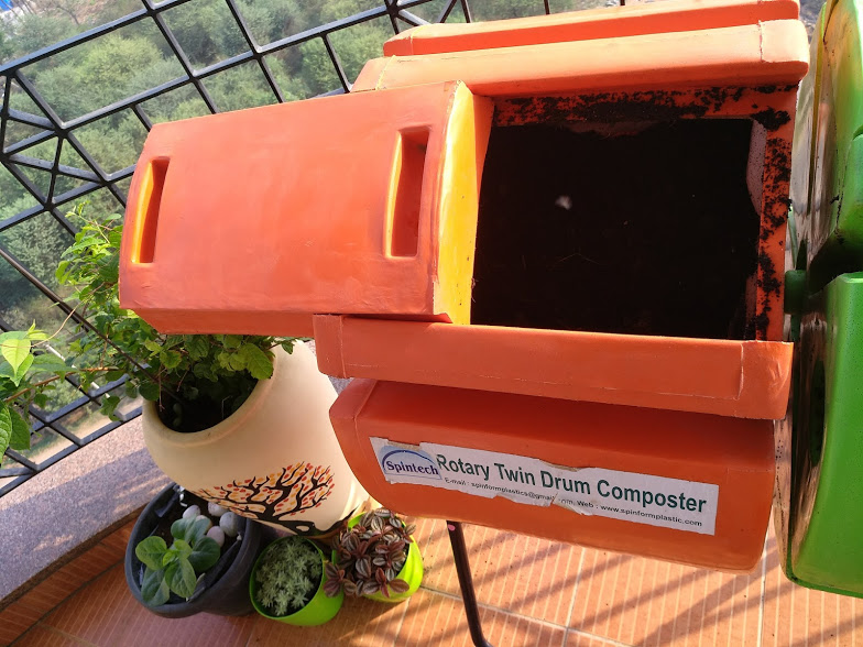 Image of Rotary composter with aeration holes
