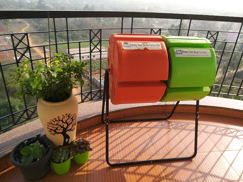 Image of Small rotary composter made of plastic